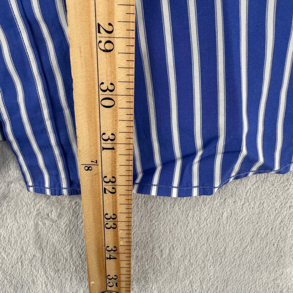 Lacoste Regular Fit Striped Button Down Shirt Mens XL 45 White Cotton Blue - Picture 16 of 16
